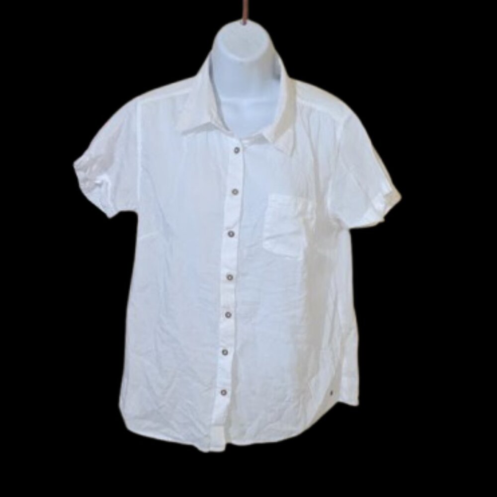 ---  White Short Sleeve Blouse Size Lage